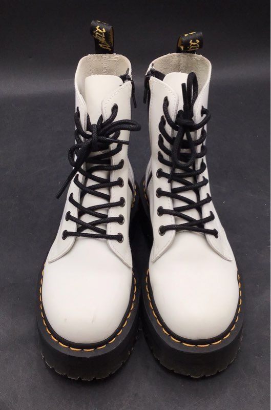 Dr. Martens Jadon White Smooth Leather Platform Boots Women's Size 6