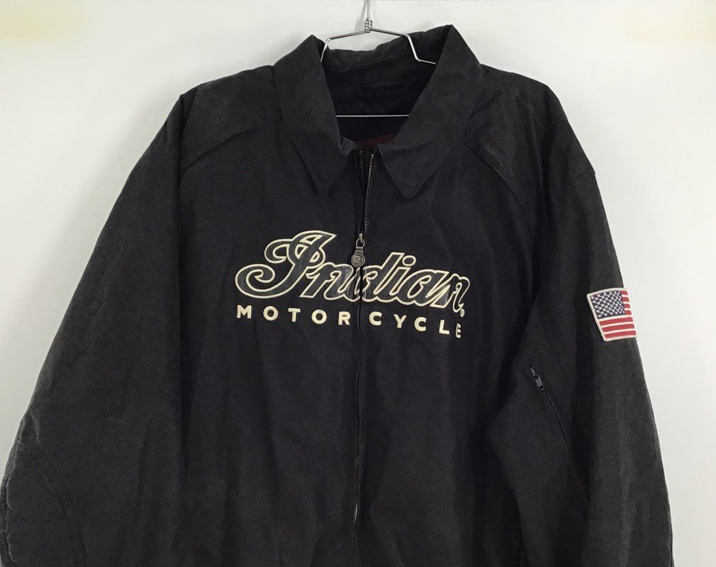 Indian Motorcycle Men&#39;s Black Collared Full-Zip Motorcycle Jacket - Size 3XL