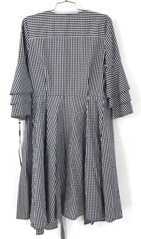 NWT Calvin Klein Women's Black White Check Wrap Dress - Size 6