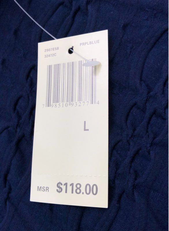 Max Studio NWT Women's Navy Blue Textured Ruched Sheath Dress 3/4 Sleeve Sz L