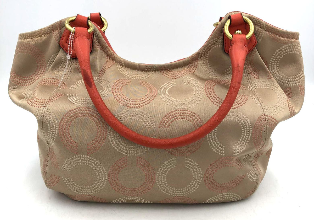 Authentic Coach Women&#39;s Tan OP Art Signature Luxury Shoulder Bag - COA Included