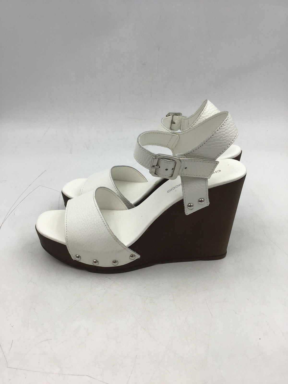 Christian Di Riccio Women&#39;s White Adjustable Ankle Strap Sandals - Size EUR 38