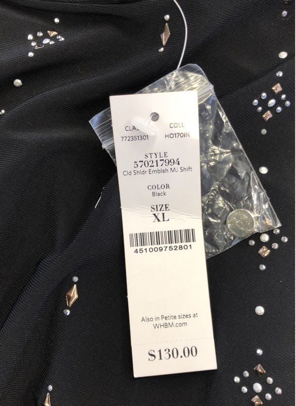 NWT White House Black Market Women's Black Shift Dress - Size XL