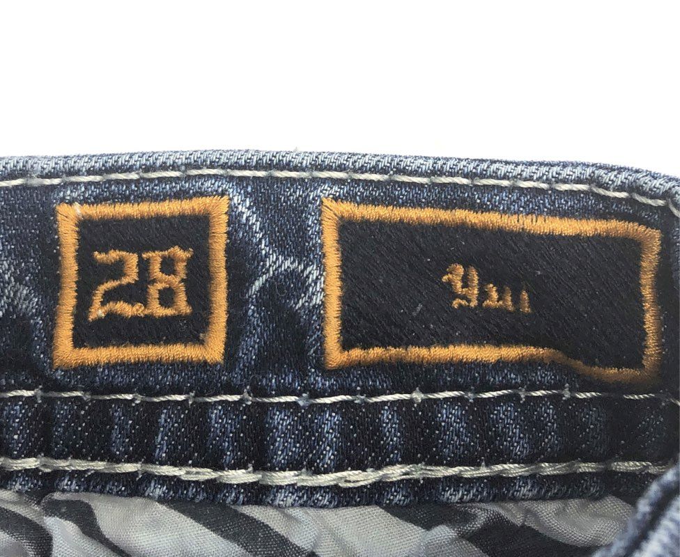 Rock Revival Women's Yui Skinny Jeans Blue Embellished Flap Pocket Sz 28