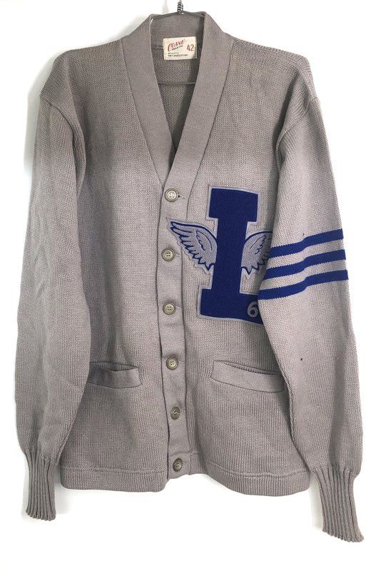 Vintage 50s 60s Coane 100% Wool Letterman Jacket Cardigan Winged L Sz 42 USA