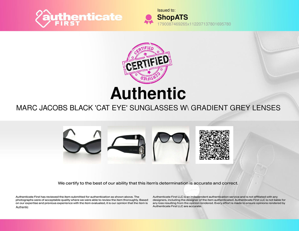 Marc Jacobs Women's Black Cat Eye Sunglasses Gradient Lenses MARC 109/S COA