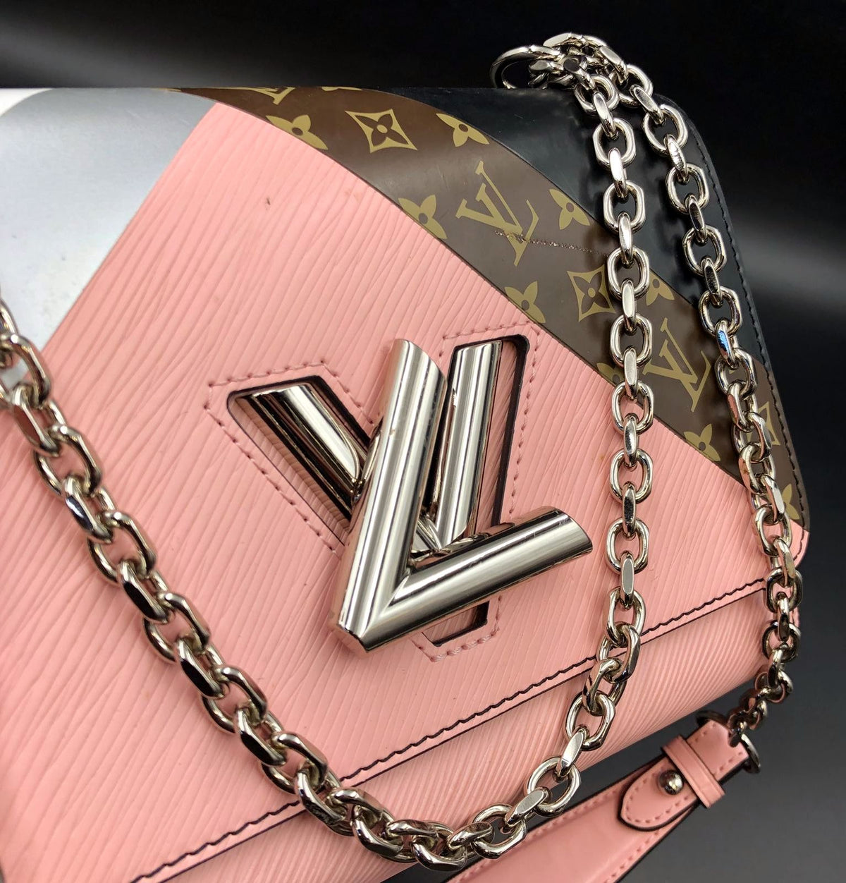 Louis Vuitton Inspired Twist MM Multicolor Monogram Patchwork Crossbody Bag