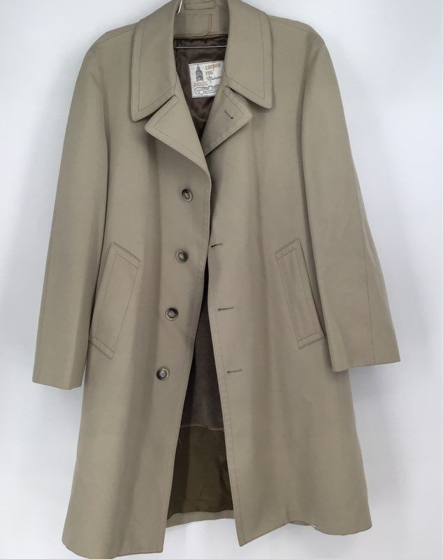 London Fog Maincoats Women&#39;s Beige Collared Single-Breasted Trench Coat - Sz 42