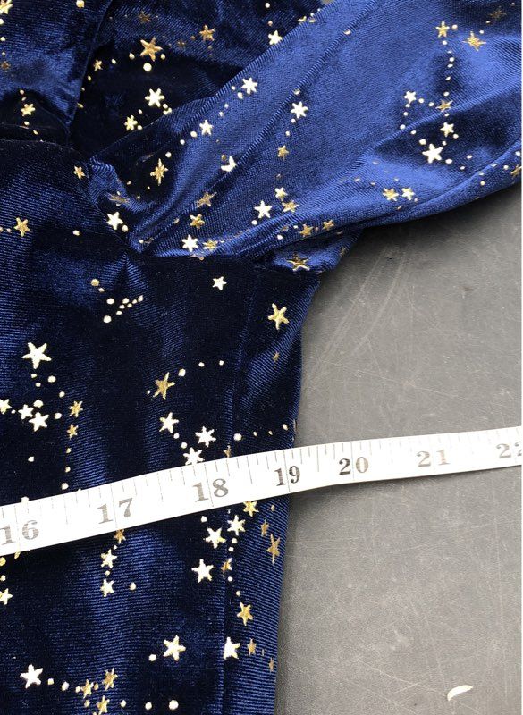 TS Couture Women's Blue Constellation Velvet Ombre Tulle Maxi Dress M NWT