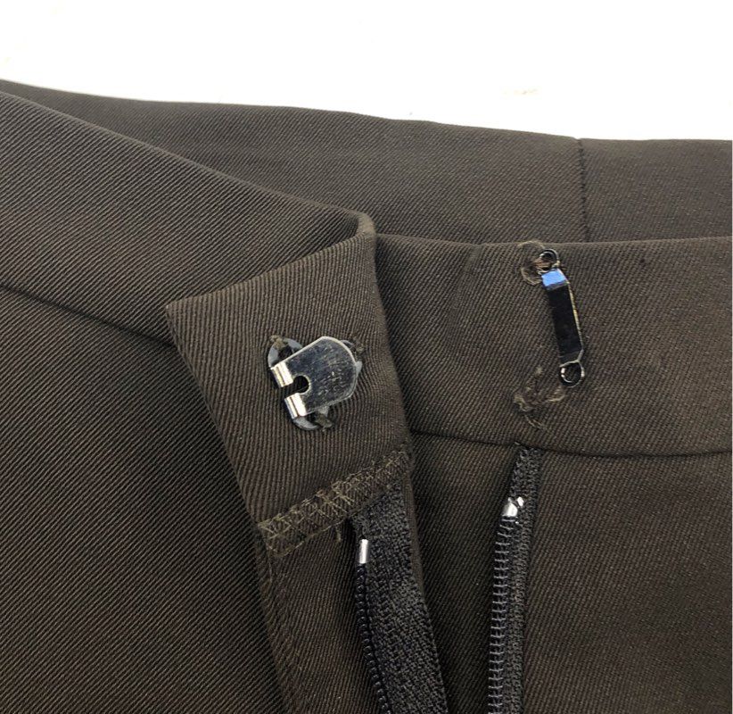 Women's Dark Brown Stitched Knee Ankle Slit Trousers Pants Sz 35x27