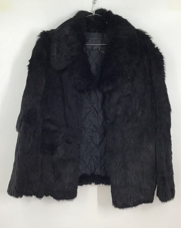 Women&#39;s Black Winter Fur Coat - Size Measured