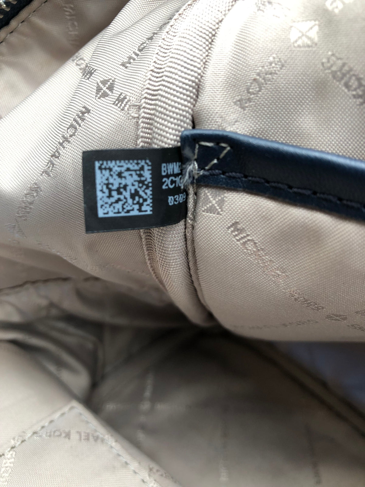 Michael Kors Navy Blue Leather Signature Print Back Pack (+COA)