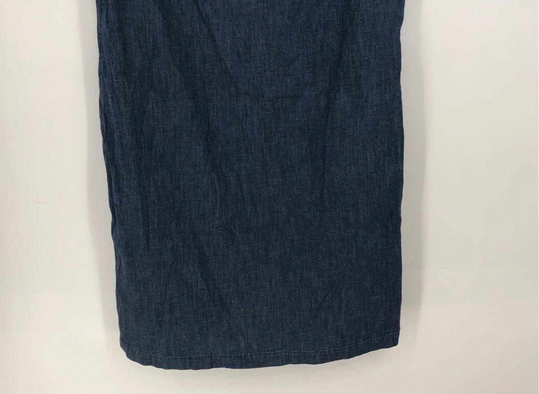 NWT Anne Klein Women&#39;s Blue Split Neck Short Sleeve Denim Shift Dress - Size 10