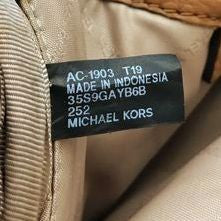 Michael Kors 'Abbey' Brown Signature Print Backpack w/ Gold Studded Trim (+COA)