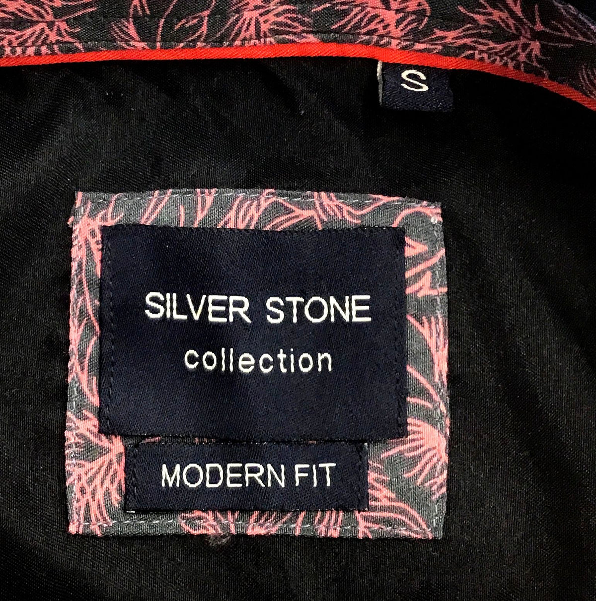 NWT Silver Stone Collection Men's Black Pink Modern Fit Button-Up Shirt - Size S