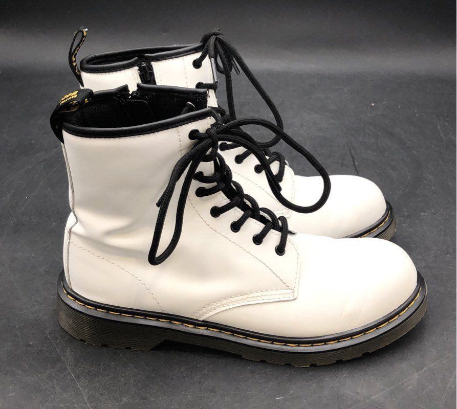 Dr. Martens 1460 Y White Leather 8-Eye Side Zip Ankle Boots Size US 7 / UK 5