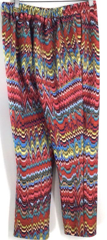 Robert Graham Women's Zigzag Chevron Multicolor Stretch Pull On Pants Size 2
