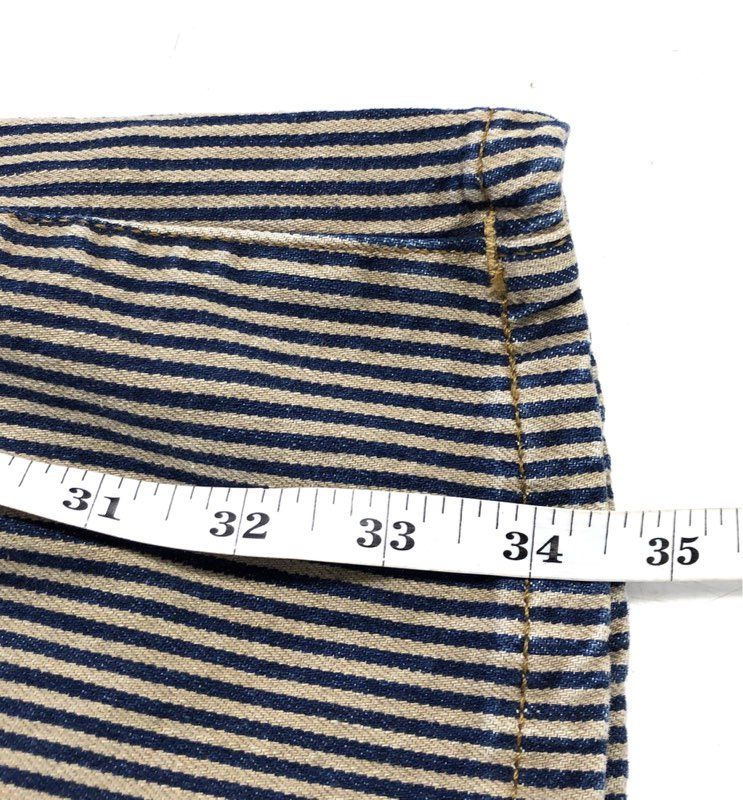 We The Free Women's Blue Tan Hickory Stripe High Rise Flare Jeans Sz 30
