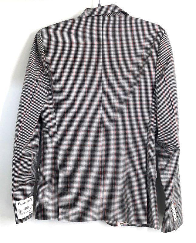 Paisley & Gray Men's Blazer Black White Red Checkers Plaid Skinny Fit NWT Sz 36R