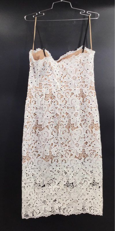 Dress the Population Women's White Lace Floral Midi Strap Dress NWT Sz XL