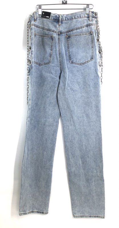 Fashion Nova Women's Tall Breaking Chains Straight Leg Jeans Light Blue Sz 9 NWT