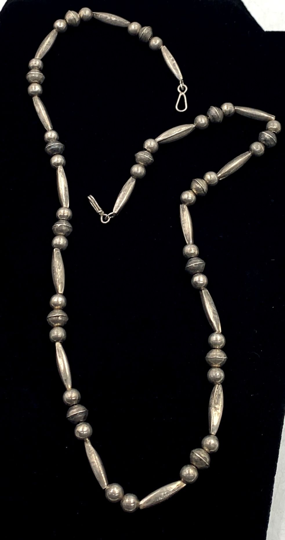 Striking Sterling (.925) Silver 26" Beaded Necklace 32.34g
