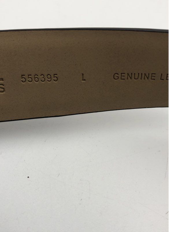 Michael Kors Women's Belt Brown Genuine Leather Gold Tone MK Logo Charm Size L