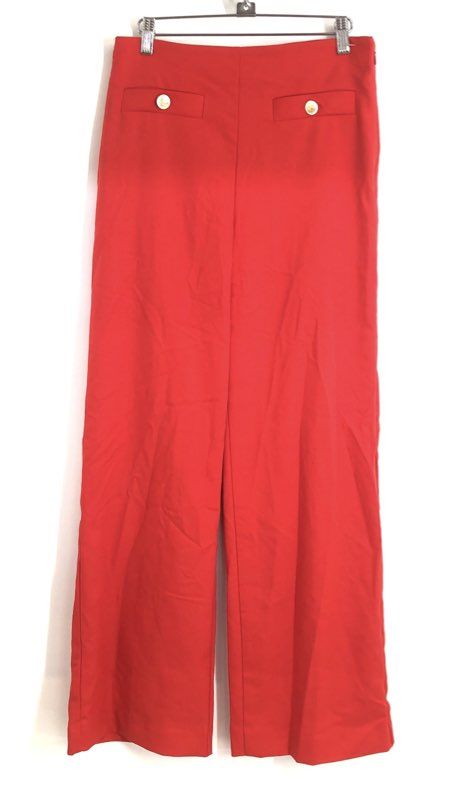 Ann Taylor Women's Red Wide Leg Gold Button Side Zip Trousers NWT Sz 2