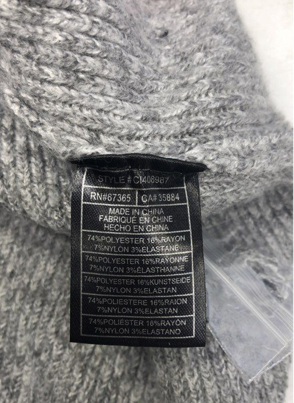 Cupcakes and Cashmere Women's Gray Ribbed V-Neck Tie-Cuff Sweater Dress Sz S