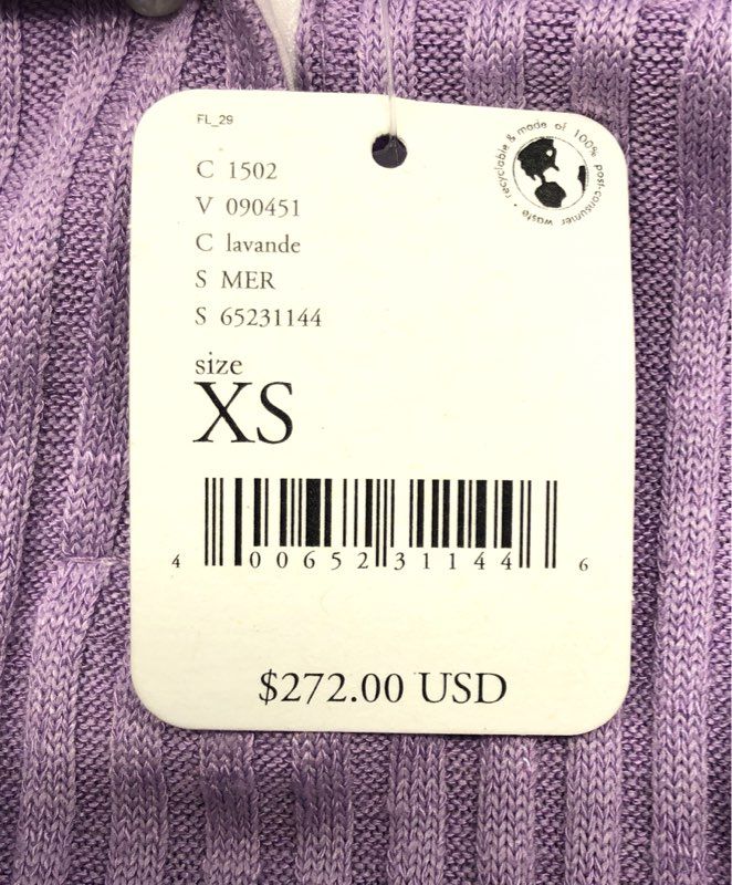 margo BARIDON Women's Lavender Puff Sleeve Ribbed Polo Top NWT Sz XS