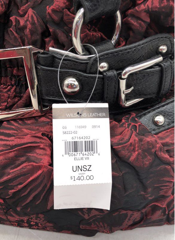 NWT Wilsons Leather Red Black Floral Shoulder Bag