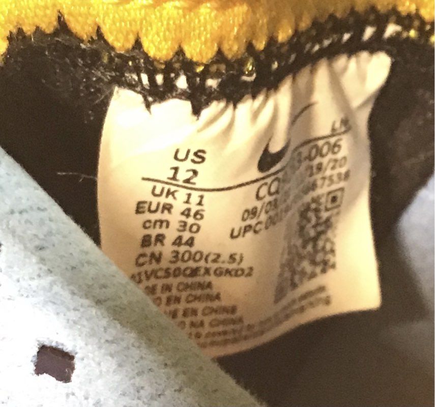Nike LeBron 18 Lakers Black University Gold Court Purple Basketball Size 12