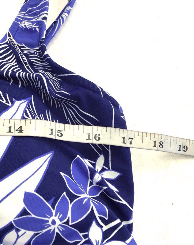 NWT Shape Solver Women's Denim Blue Floral One-Piece Swimdress - Size 17