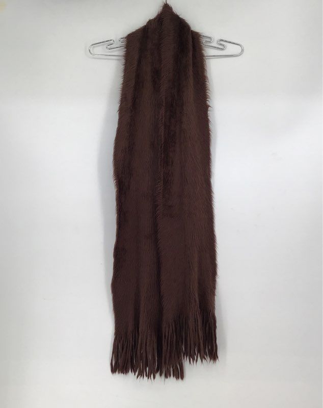 Dolce&amp;Gabbana Women&#39;s Brown Angora Neck Warmer Fringe Rectangle Scarf One Size