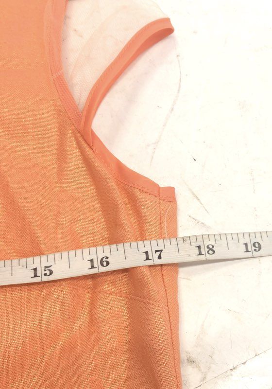 Ledar Women's Morella Sheath Dress Peach Metallic Linen Mesh Trim NWT Sz M