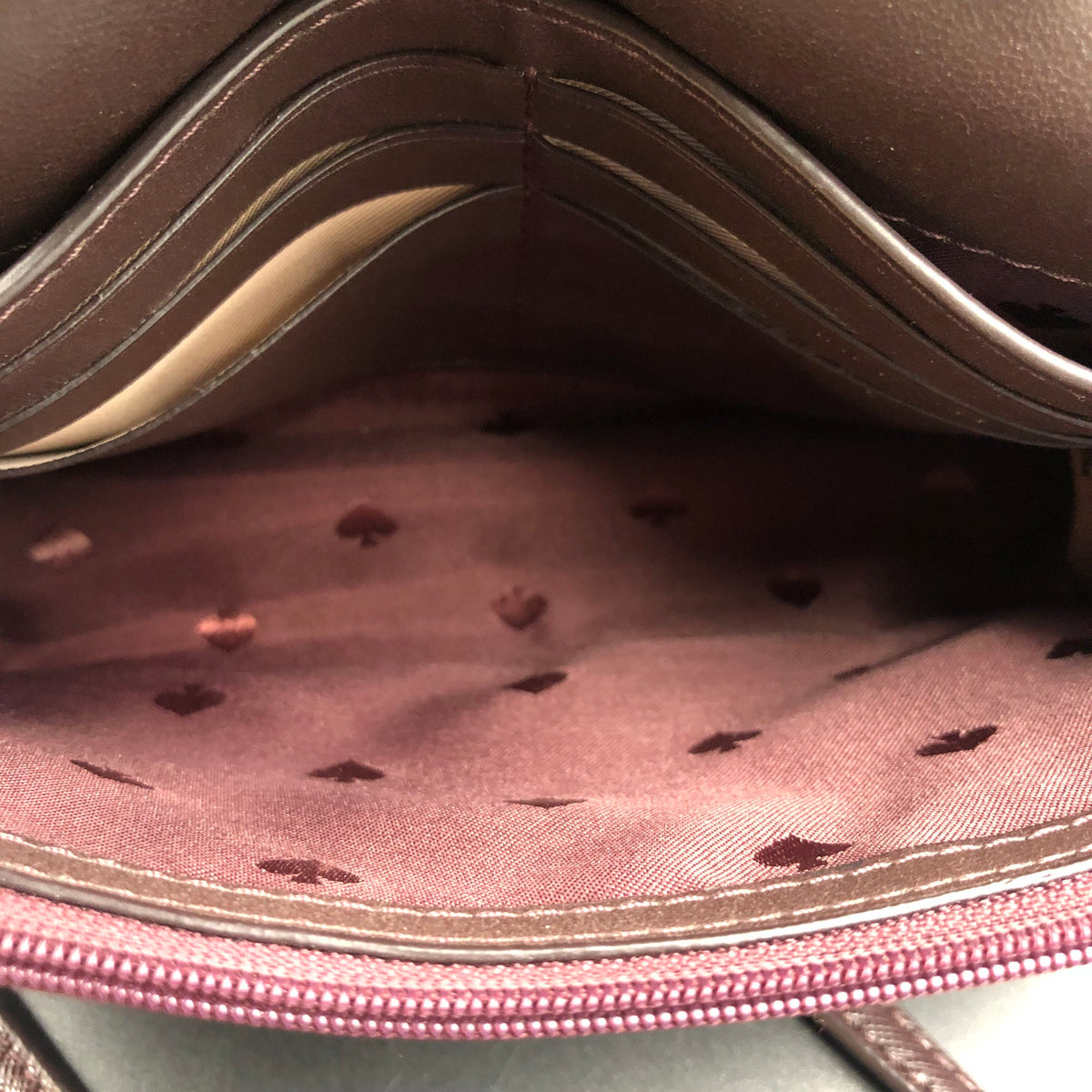 Kate Spade Pale Pink Burgundy Leather Flip Crossbody Bag Gold Hardware COA