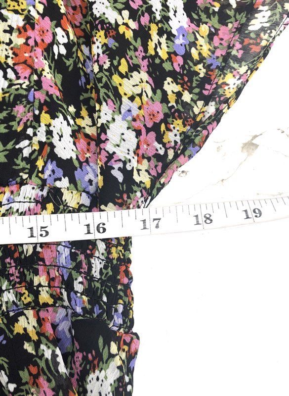 MSK Women's Black Floral V-Neck Flutter Sleeve Hi-Low Dress XL NWT