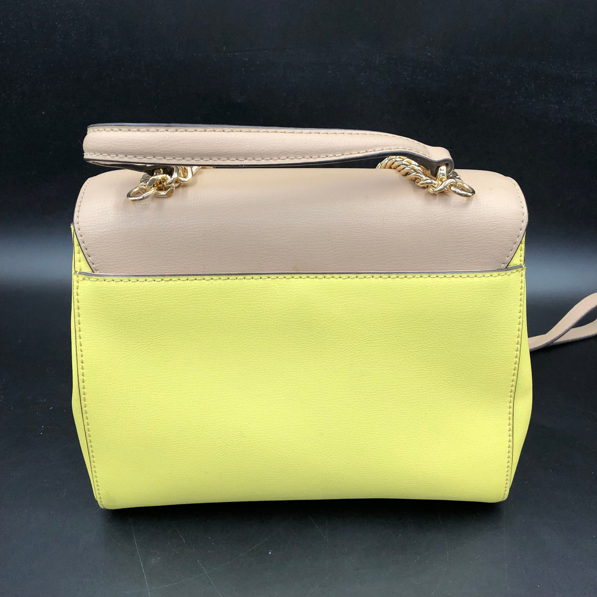 Michael Kors Khaki\Neon Yellow Leather 'Lolita' Crossbody Bag (+COA)