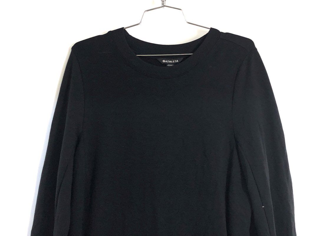 Athleta Women's Black Tencel Lyocell Zip Pocket Sweatshirt Dress Sz S