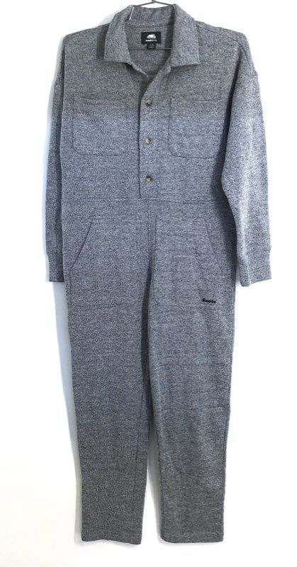 Roots Kids Gray Salt & Pepper Organic Cotton Jumpsuit Lounger Sz L 9-10