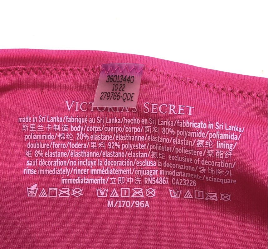 Victoria's Secret Hot Pink Ruched Bandeau One Piece Swimsuit Women's M NWT