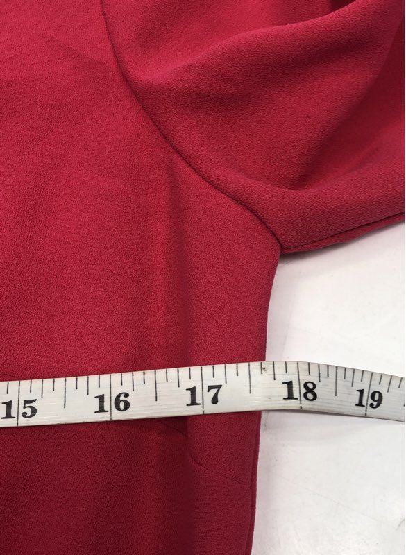 CeCe Women's Red Ruffle Hem & 3/4 Sleeve Crepe Shift Dress Sz 4