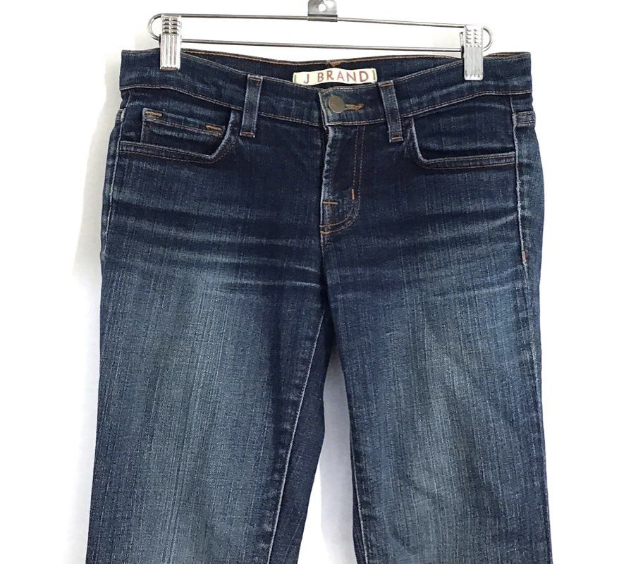 J Brand Women's Dark Wash Slim Straight Jeans Whiskered Made in USA Size 25