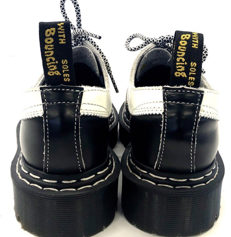 Vintage Dr. Martens Black White Leather Platform Chunky Derby Shoes