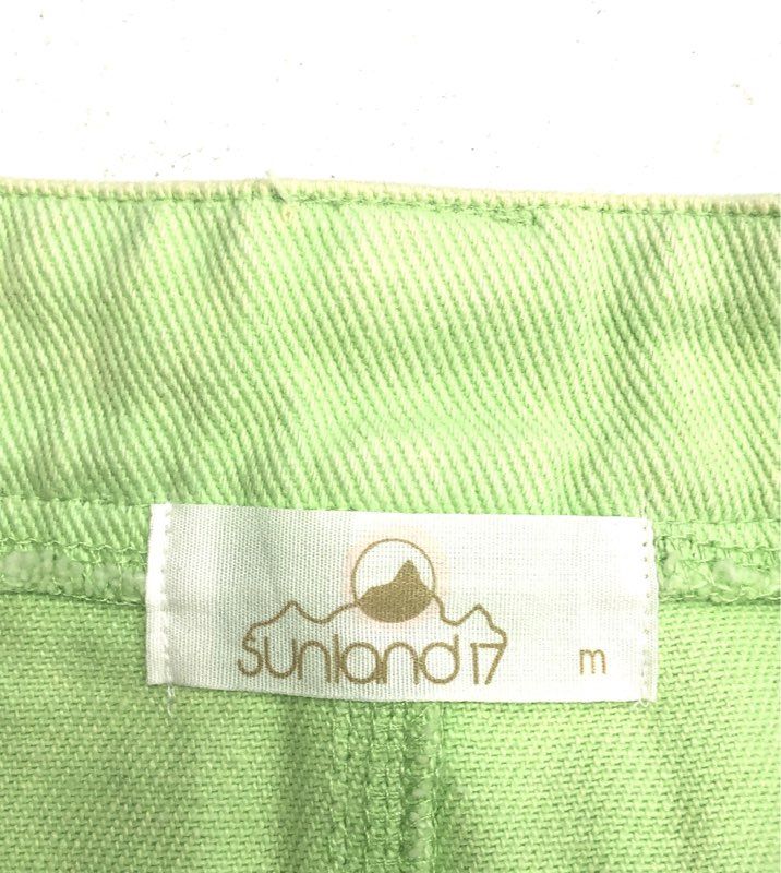 Sunland 17 Women's Lime Green Denim Mini Skirt Raw Frayed Hem Size M