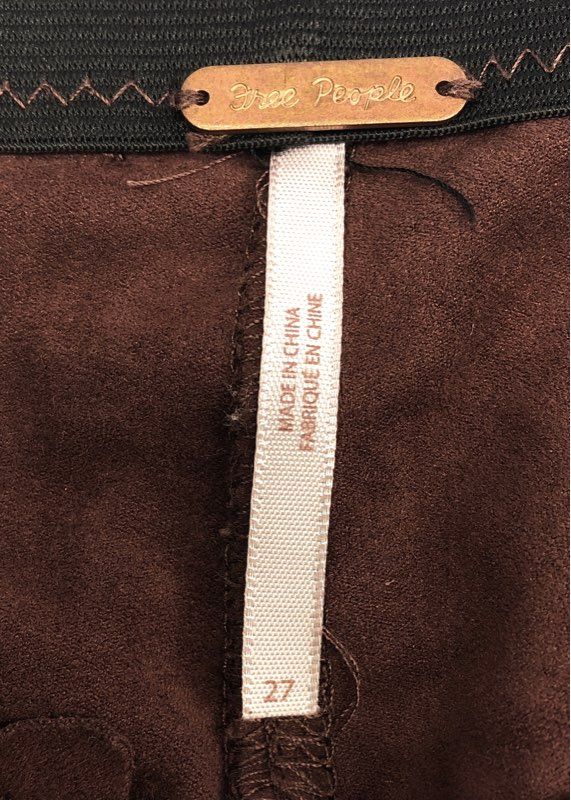 Free People Women's Brown Faux Suede Skinny Moto Legging Pants Sz 27
