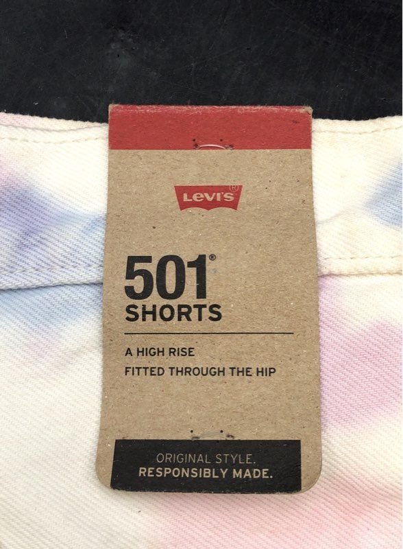 Levi's Women's 501 Shorts White Pink Blue Tie Dye High Rise Cut Off Sz 31 NWT