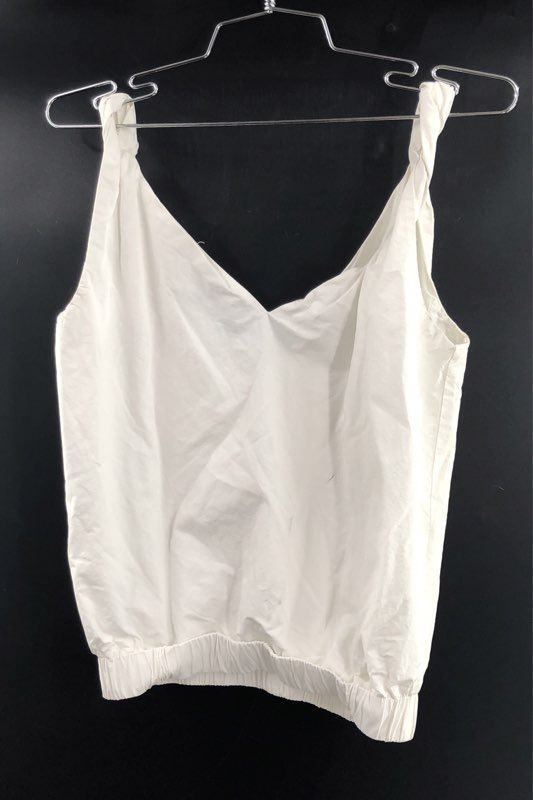 New Revival Women's White V-Neck Twisted Straps Elastic Hem Tank Top Sz S