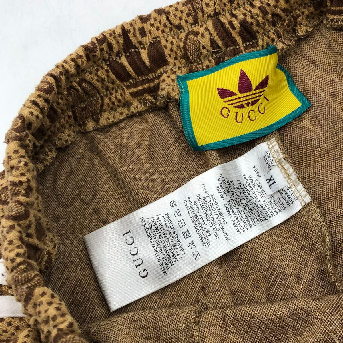 Gucci/Adidas Inspired Men's Brown GG Jacquard Trefoil Track Pants - Size XL