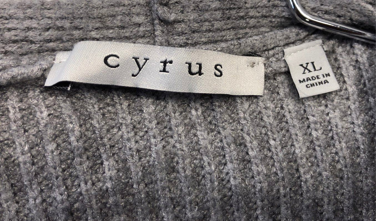 Cyrus Women's Gray Ribbed Knit Open Front Duster Cardigan Pockets Size XL